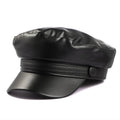 Spring Autumn leather Military Cap hat Army beret Femme hat Women Black berets caps for women sombrero mujer flat Hats
