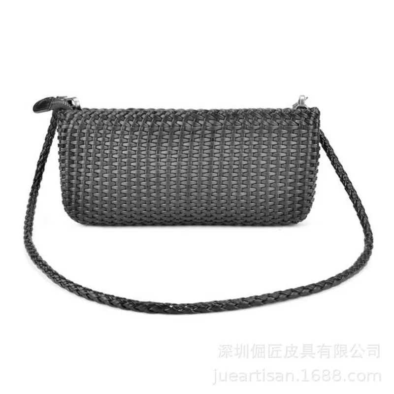Leather Woven Handbags First Layer Cowhide Clutch Bag Shoulder Messenger Small Bag