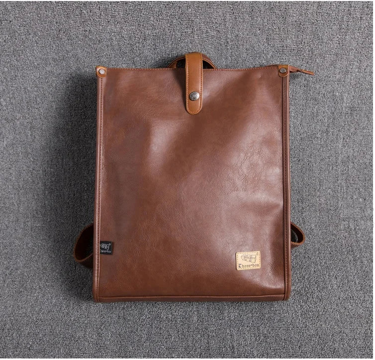 Leather Man Laptop Bags Fashion Business Men Backpacks Retro Male Travel Bag Men School Bags