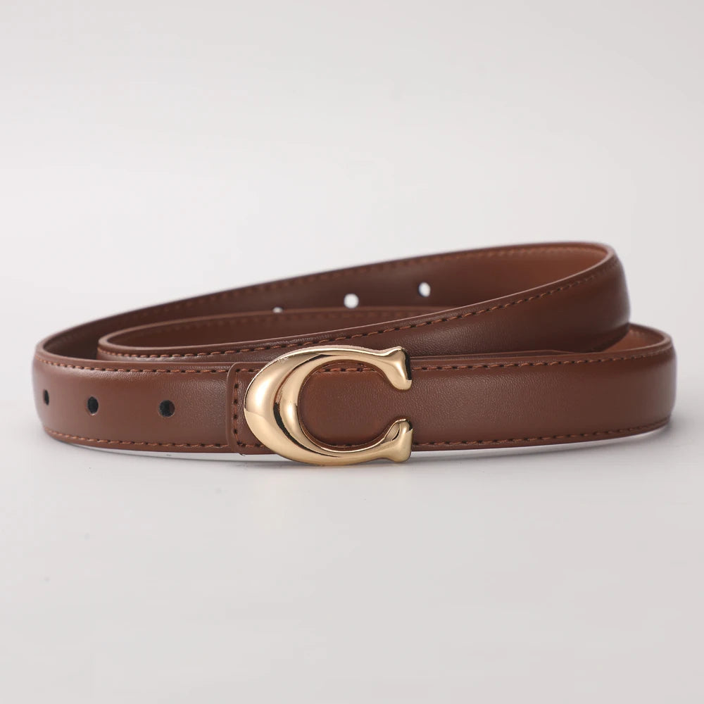 New Soft C-type Smooth Buckle Belt Business Versatile Casual Belt Fashion Women's Clothing Accessories Wholesale