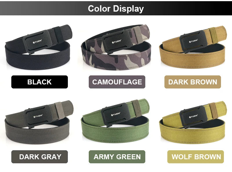 HSSEE New Hard Military Belt for Men and Women Tight Nylon Tactical Outdoor Belt Metal Automatic Buckle IPSC Belt Casual Girdle