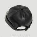 PU Leather Driver Hat Retro Round Top No Brim Japanese Style Skull Cap for Daily Hiphop Street Fashion Unisex for Men and Women
