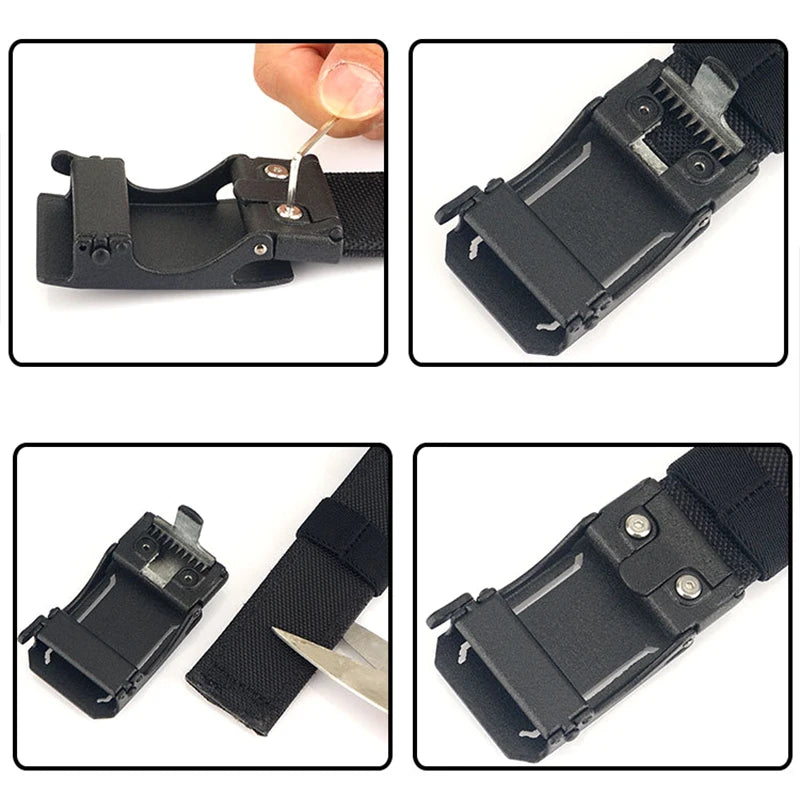 HSSEE New Hard Military Belt for Men and Women Tight Nylon Tactical Outdoor Belt Metal Automatic Buckle IPSC Belt Casual Girdle