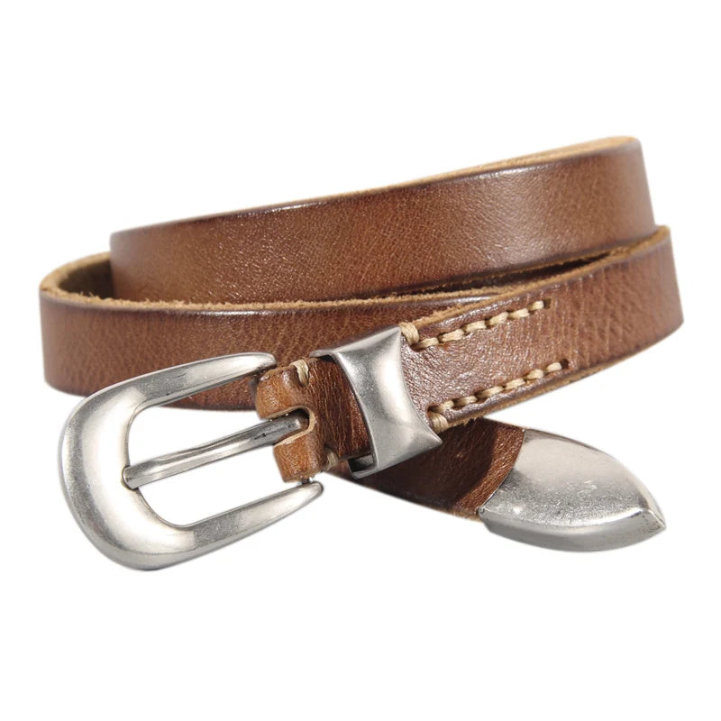 Extended Thin Section Knotted Decorative Ladies Belt All-match Slim Skirt Belt Narrow Soft Genuine Leather Women's Jeans Belt