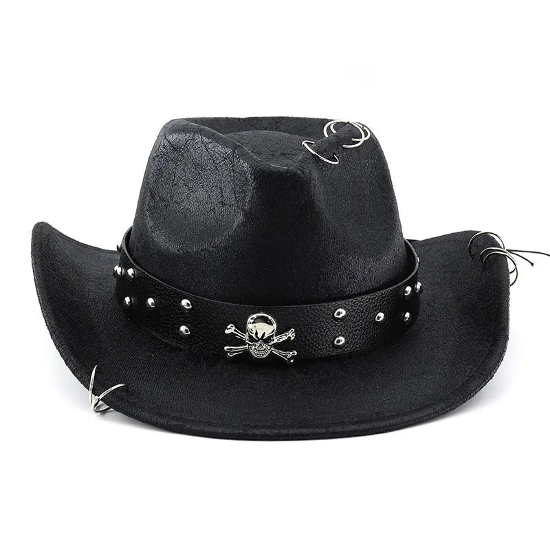 New Faux Leather Vintage Western Cowboy Hat For Men Gentleman Jazz Hats Panama Cowgirl Hat Sombrero Hombre