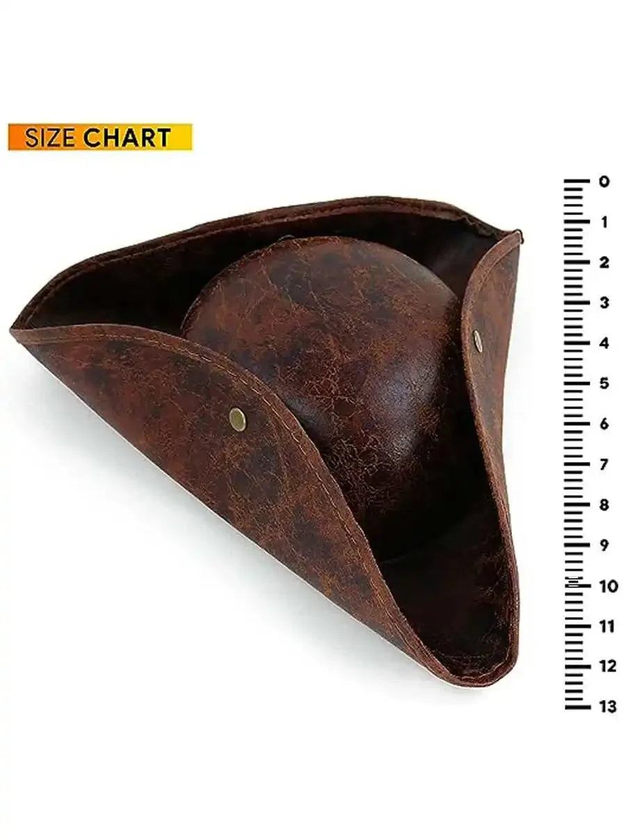 Faux Leather Pirate Hat  Brown Black Colonial Style For Holiday Party Cosplay Halloween Purim Hat
