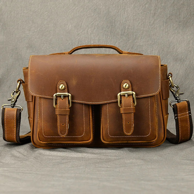 Large leather messenger bag for men real cowskin crossbody bags shoulder bags school bag of male for iPad PC Camera Shoulder Bag