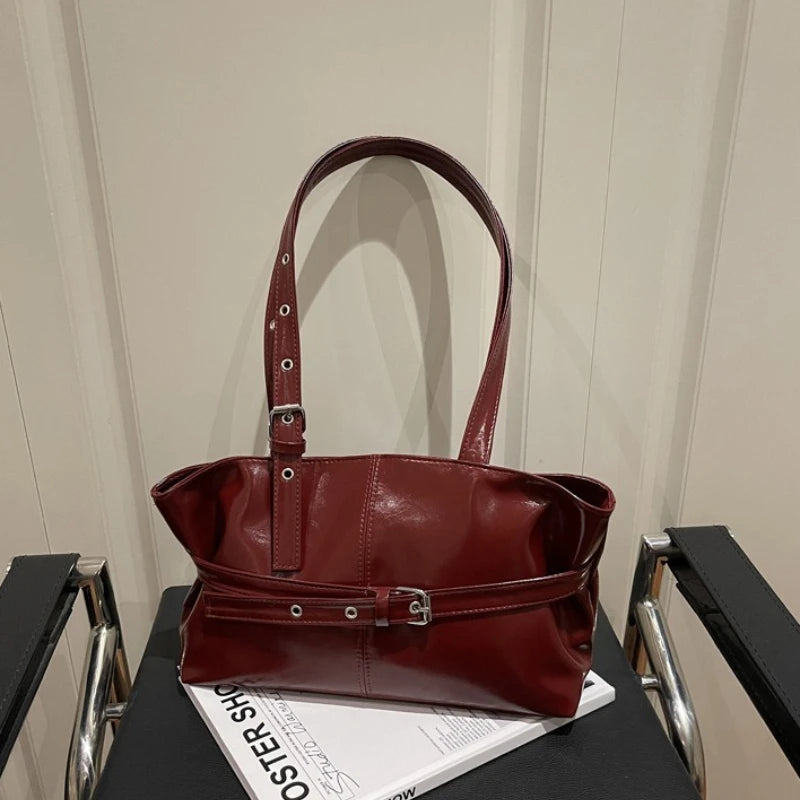 Leather Tote Bag with Adjustable Straps Belt Buckle Underarm Bag,large Capacity Handbag,daily Shoulder Purse Suitable for Women