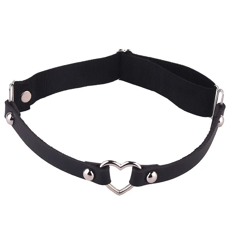Newest Women Sexy Elasticity Harness Heart Fashion Bondage Goth Decor Garter Belt Thigh Harness Leather Lingerie for Stockings