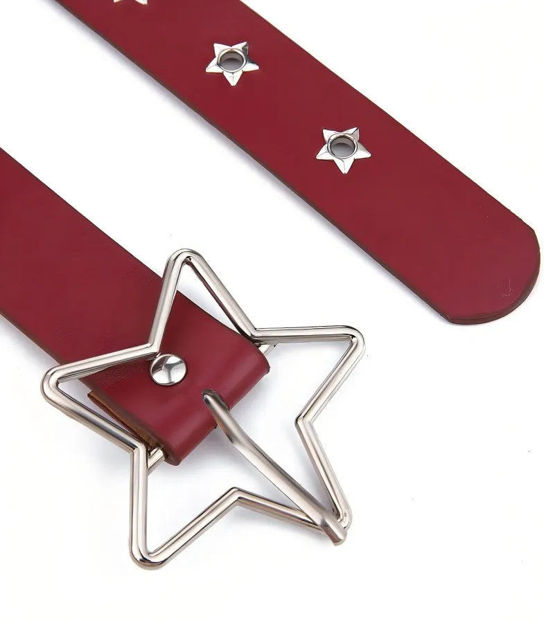 Punk style star buckle decorative belt with multiple holes, small star shaped eyes, multifunctional belt, suitable for fashionab