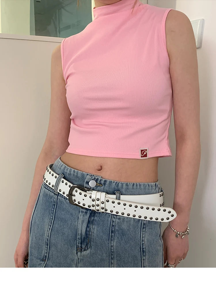 2024 New Belt Women's Jeans tie-in Ladies' belt fashion personality Rivet Belt senior black fashion