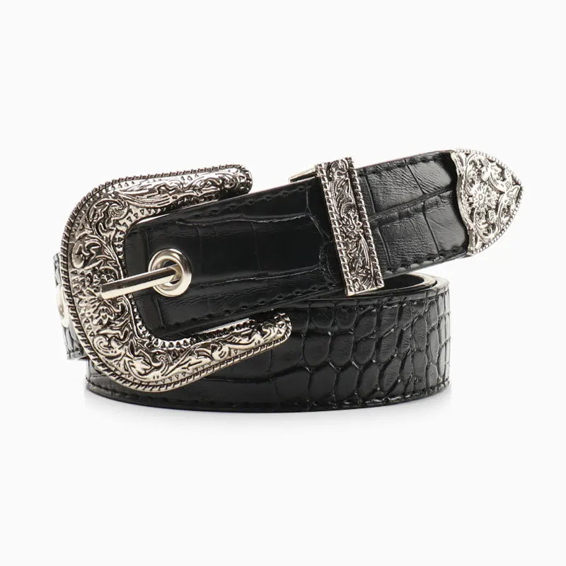 Gothic Retro Women's Black Belt Fashion Casual Jeans Accessories Girdle Hip Hop Y2k Girls Pin Buckle Pu Leather Waistband