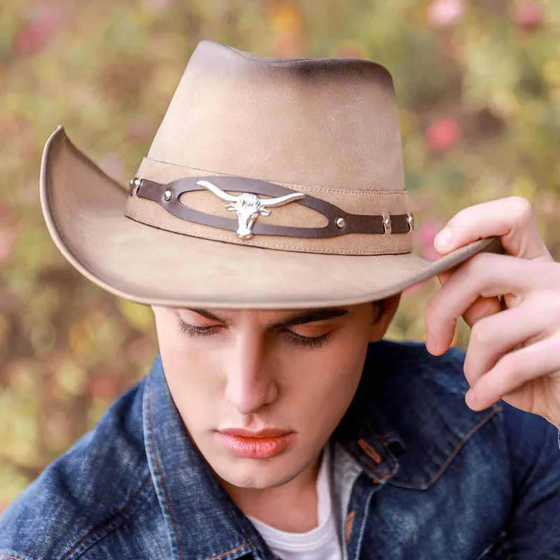 Black Leather Sombrero hombres Western Cowboy Hat Men's Gentleman Godfather Hat PU Material Panama Cowboy Hat Jazz Hat