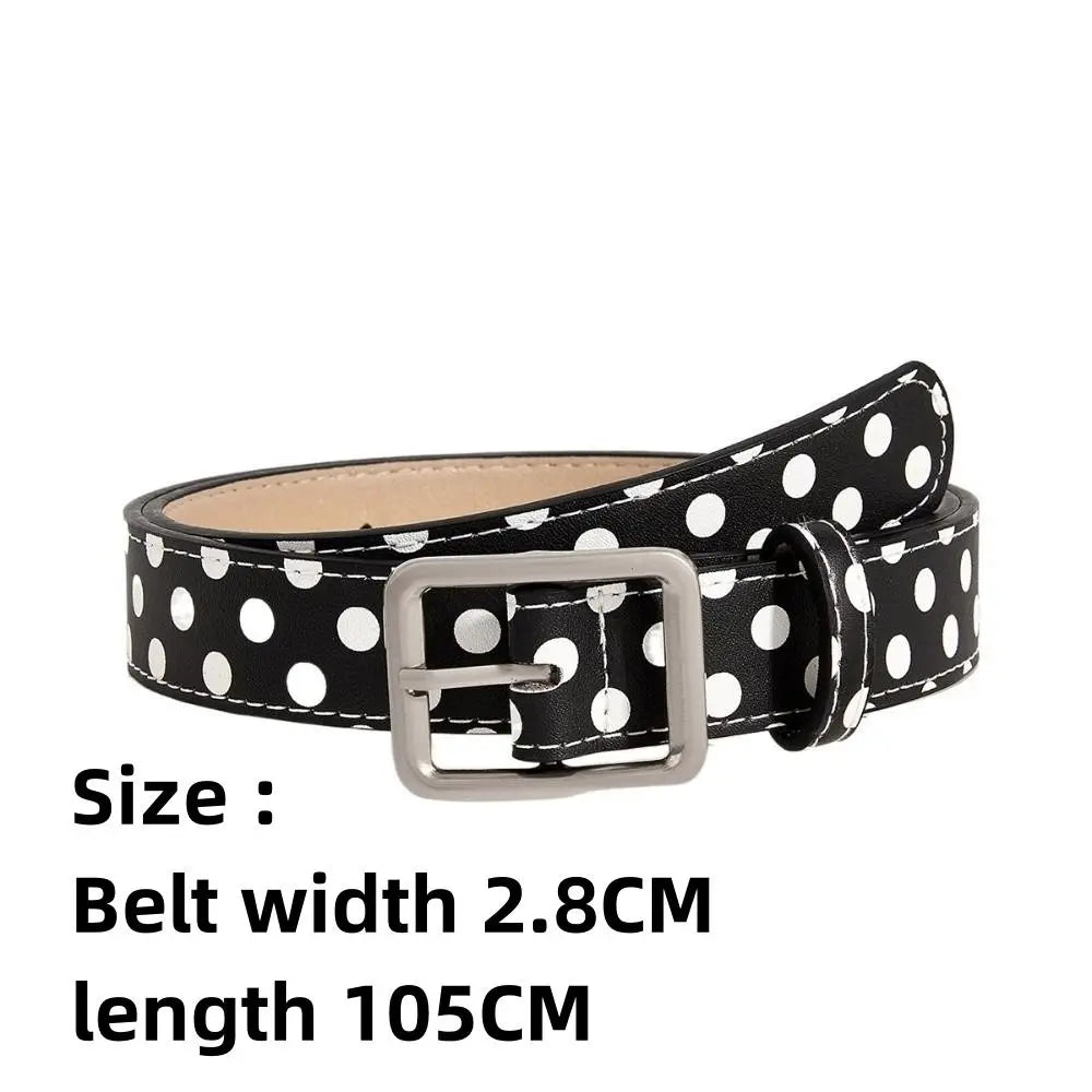 Trendy Vintage Polk Dot Women Belts Y2K Girls Pin Buckle Belt Waistband Jeans Belts PU Leather Waist Strap Gift