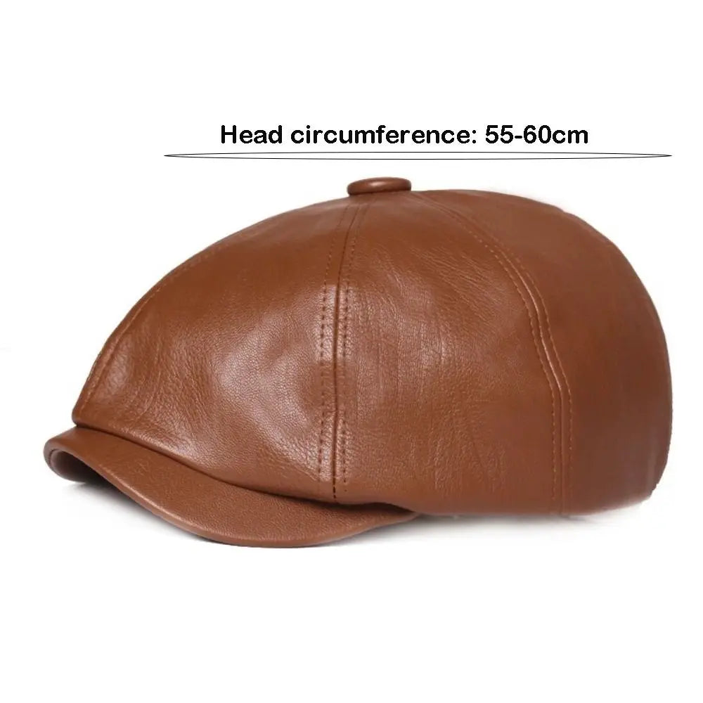 Casual Retro Leather Newsboy Caps Elegant Elastic Band Adjustment Peaked Cap Solid Color Painter Beret Hats Unisex Wear