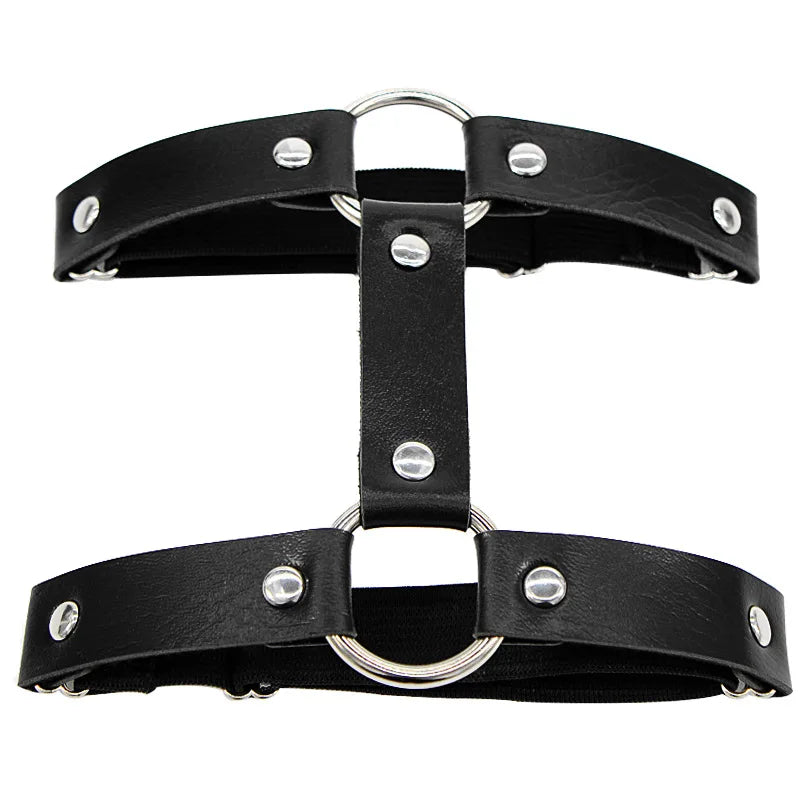 Women Sexy Leather Thigh Garter Belt Pu Punk Elastic Harness Leg Strap Goth Stocking Leglet Belt Garters Suspender For Girl