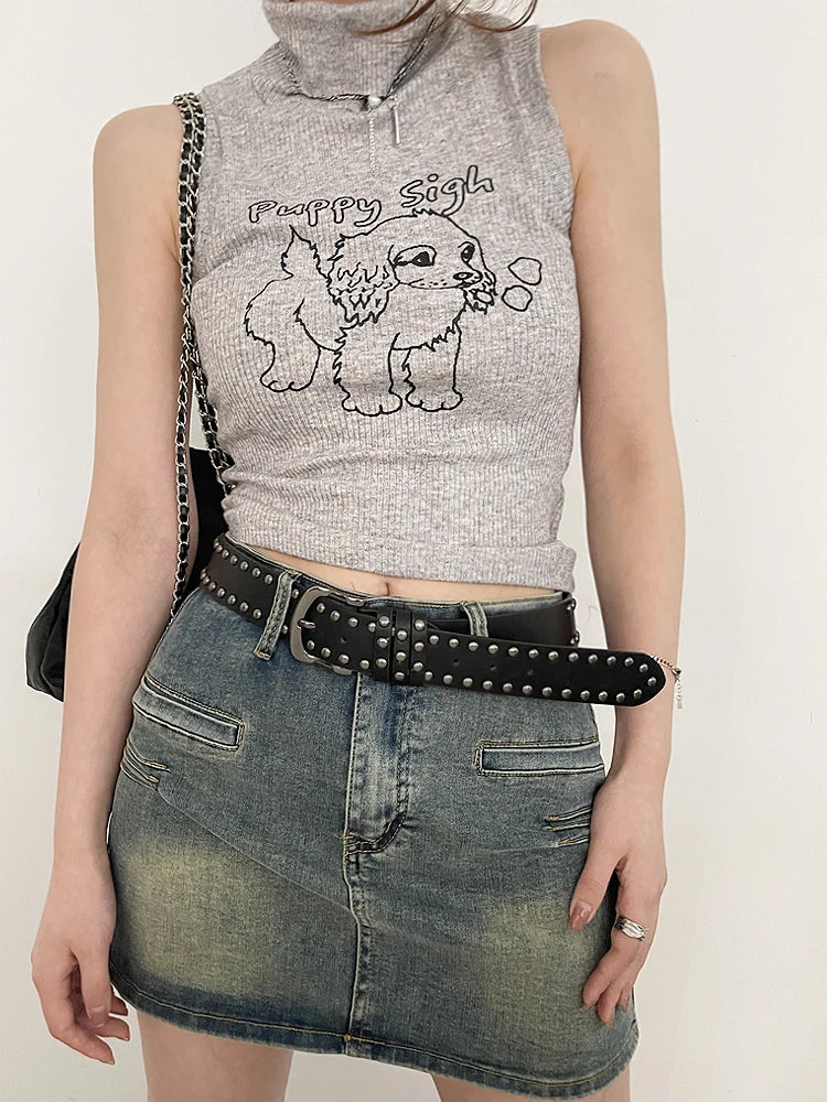 2024 New Belt Women's Jeans tie-in Ladies' belt fashion personality Rivet Belt senior black fashion