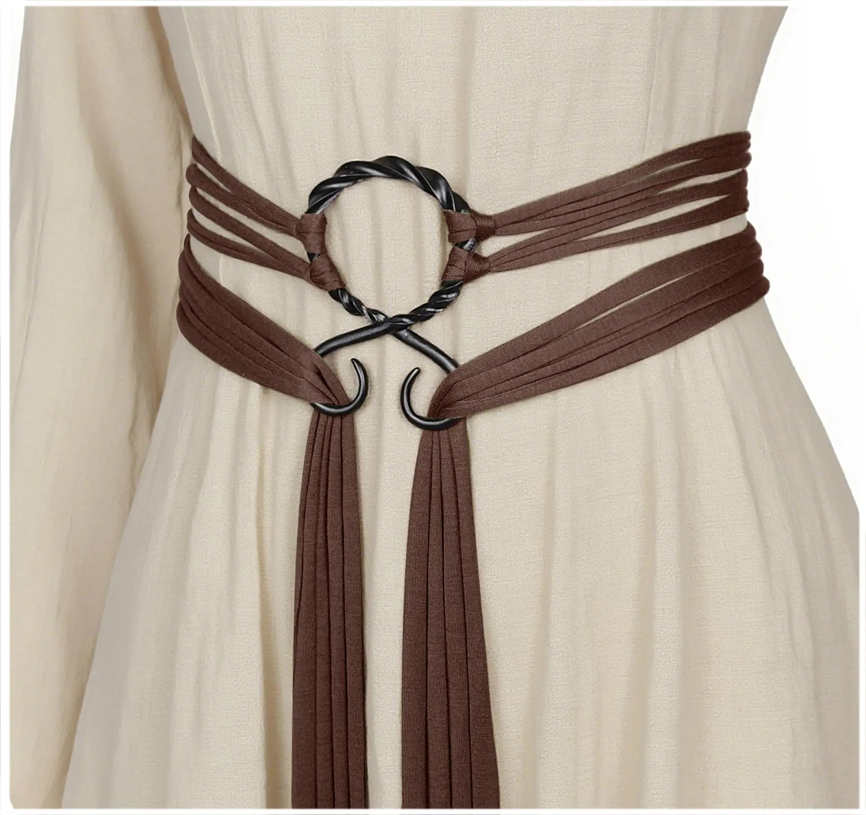 Women'S Vintage Bohemian Long Rope Belt - Adjustable Braided Waist Cinch with Fringe & Loop Knot, Handcrafted Look for Halloween