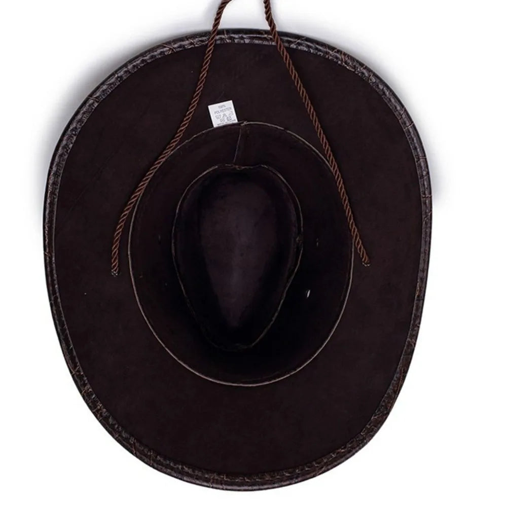 Fashion Leather Western Cowboy Knight Hat Western Gentleman Sun Hats Jazz Summer Sun Visors Men Women Vintage Cap Visors