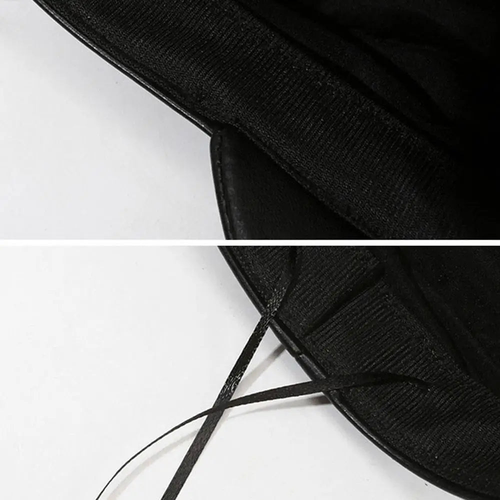 British Style Berets Visor Pu Leather Flat Top Hat Retro Black Painter Hat Classic Versatile Adjustable Beret Casual Sun Hats