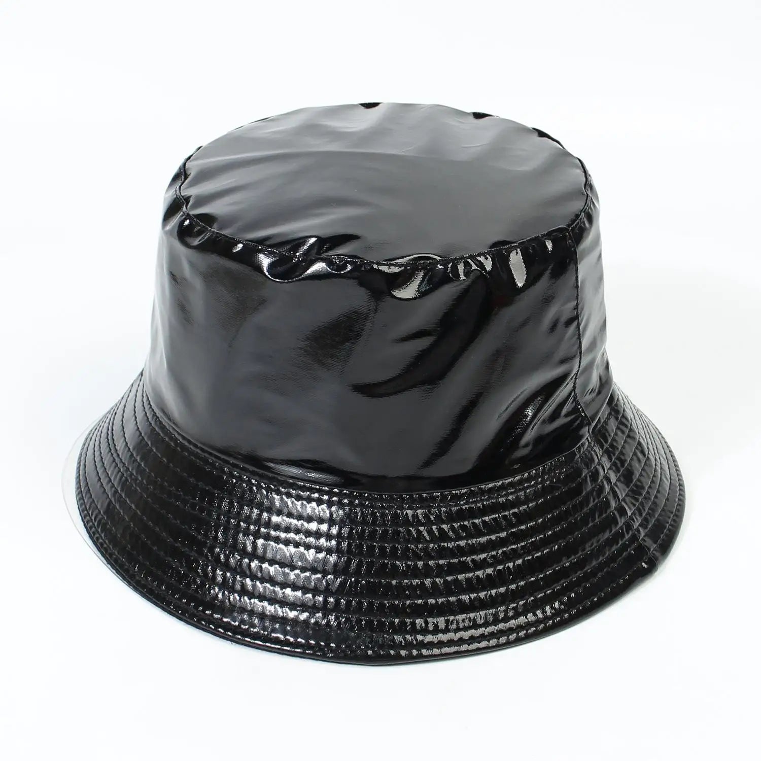 Faux Leather Bucket Hat Women Reversible PU Leather Sun Hat Fashion Autumn Waterproof Fisherman Hat Reversible Sun Bucket Hat
