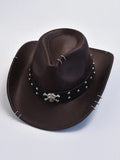 Faux Leather Vintage Western Cowboy Hat For Men Gentleman Jazz Hats Panama Cowgirl Hat Sombrero Hombre