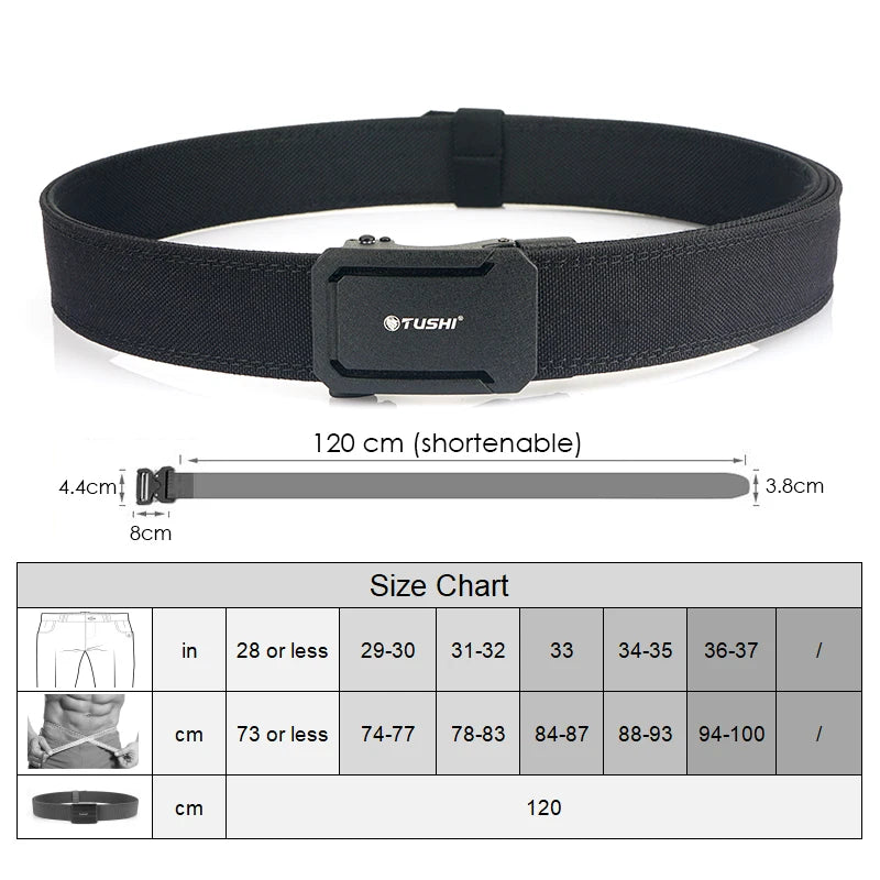 HSSEE New Hard Military Belt for Men and Women Tight Nylon Tactical Outdoor Belt Metal Automatic Buckle IPSC Belt Casual Girdle