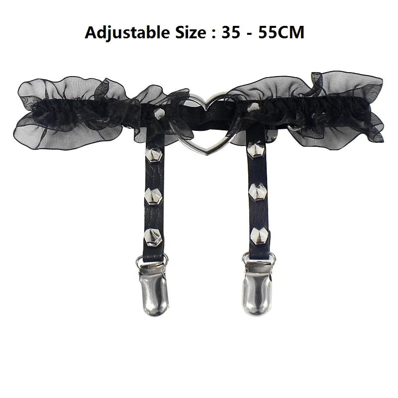 Women Sexy Leather Thigh Garter Belt Pu Punk Elastic Harness Leg Strap Goth Stocking Leglet Belt Garters Suspender For Girl