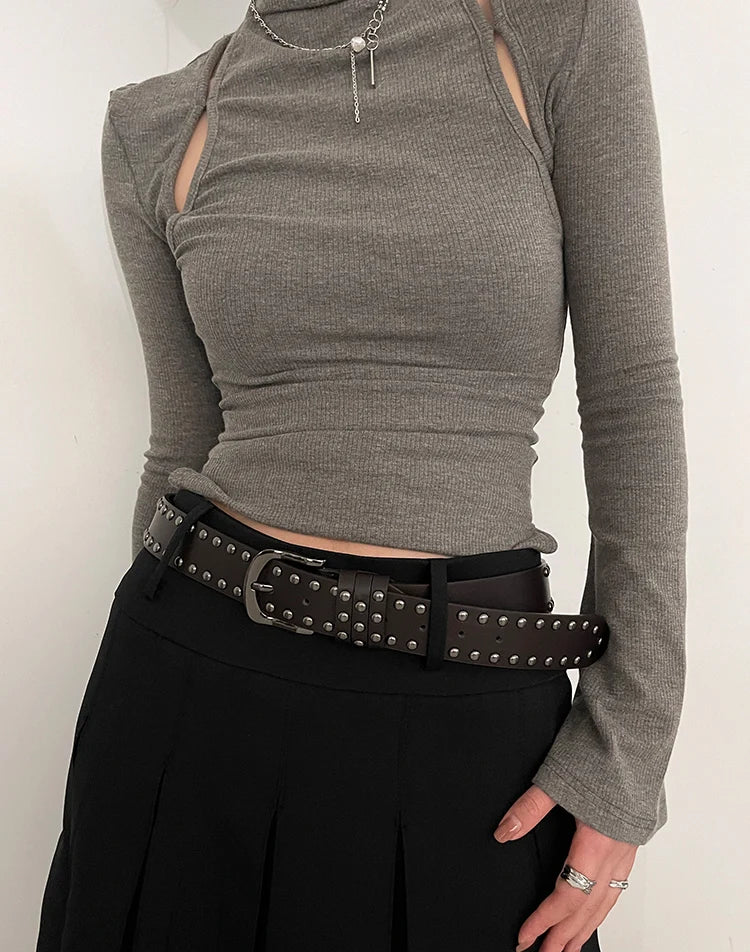 2024 New Belt Women's Jeans tie-in Ladies' belt fashion personality Rivet Belt senior black fashion