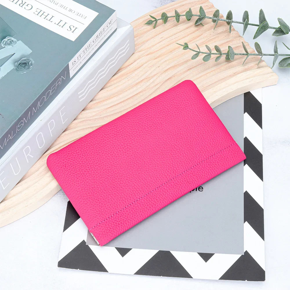 Leather Makeup Bag Women Portable Lipsticks Cosmetic Storage Pouch Fashion Automatic Close Metal Shrapnel Small Make Up Bag