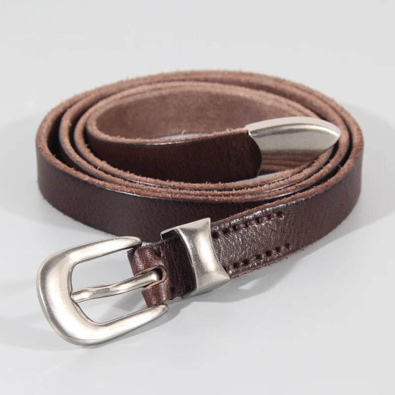 Extended Thin Section Knotted Decorative Ladies Belt All-match Slim Skirt Belt Narrow Soft Genuine Leather Women's Jeans Belt