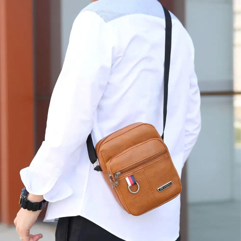 Leather Men's Sling Bag Messenger Shoulder Crossbody Bags Large Capacity Handbags Multifunctional