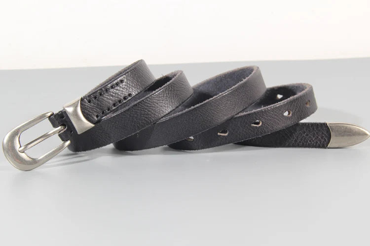 Extended Thin Section Knotted Decorative Ladies Belt All-match Slim Skirt Belt Narrow Soft Genuine Leather Women's Jeans Belt