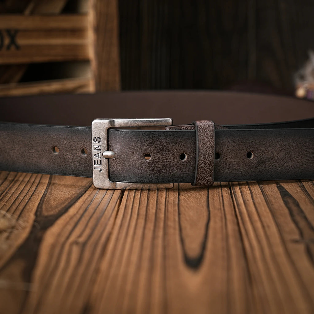 A Men's and Women's Casual Retro Belt Western Style! PU Leather Belt with Metal Buckle, Suitable for Daily Work Wear