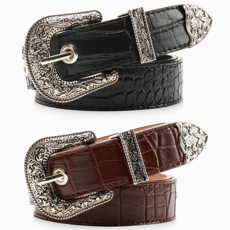 Gothic Retro Women's Black Belt Fashion Casual Jeans Accessories Girdle Hip Hop Y2k Girls Pin Buckle Pu Leather Waistband