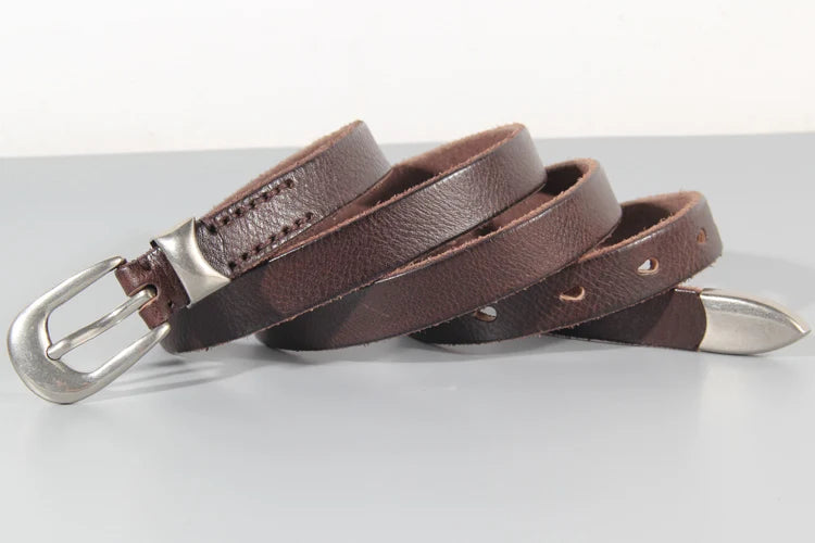 Extended Thin Section Knotted Decorative Ladies Belt All-match Slim Skirt Belt Narrow Soft Genuine Leather Women's Jeans Belt