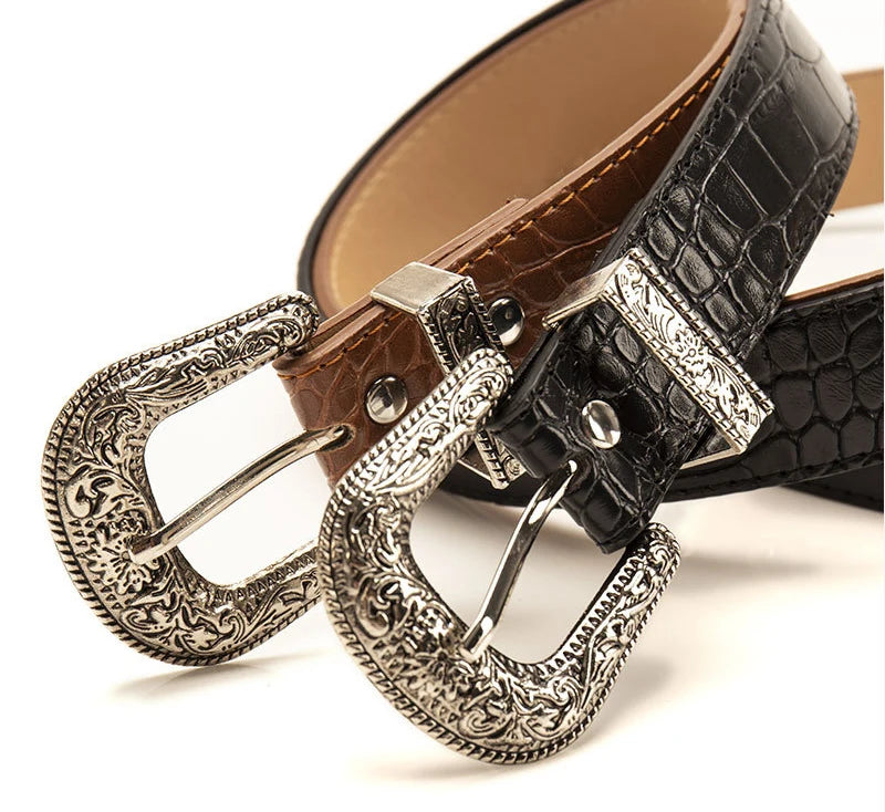 Gothic Retro Women's Black Belt Fashion Casual Jeans Accessories Girdle Hip Hop Y2k Girls Pin Buckle Pu Leather Waistband