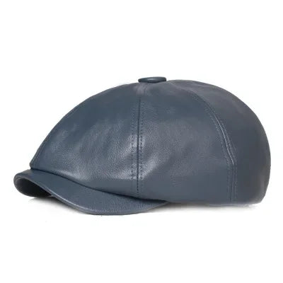 Retro Octagonal Leather Hat Autumn Men's Beret Elegant Fashion Cap Caps Men Women PU Leather Beret British Retro Octagonal Hat