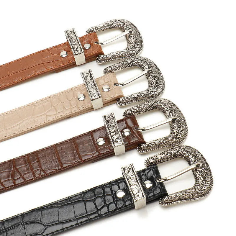 Gothic Retro Women's Black Belt Fashion Casual Jeans Accessories Girdle Hip Hop Y2k Girls Pin Buckle Pu Leather Waistband