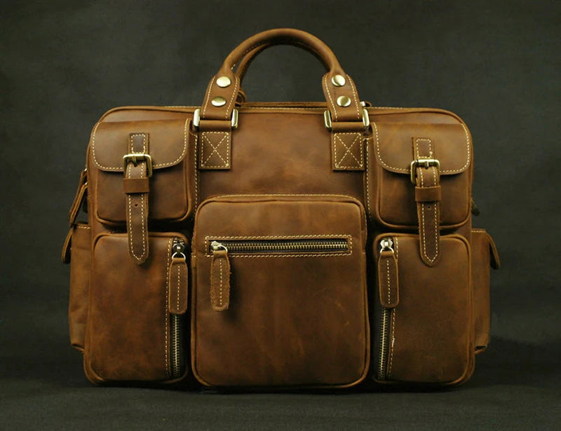 Top Quality Genuine Leather Briefcase Men Business Bag 17"Laptop Case Male Leather Office Bag Portfolio Large Messenger Bag Tote