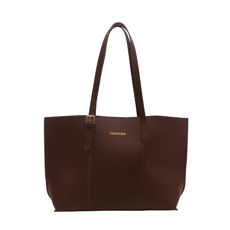 Black Leather Tote Bag with Clutch Bag, Large Capacity Handbag Shoulder Bags for Women Work, Travel, Everyday Use Commuter Bag