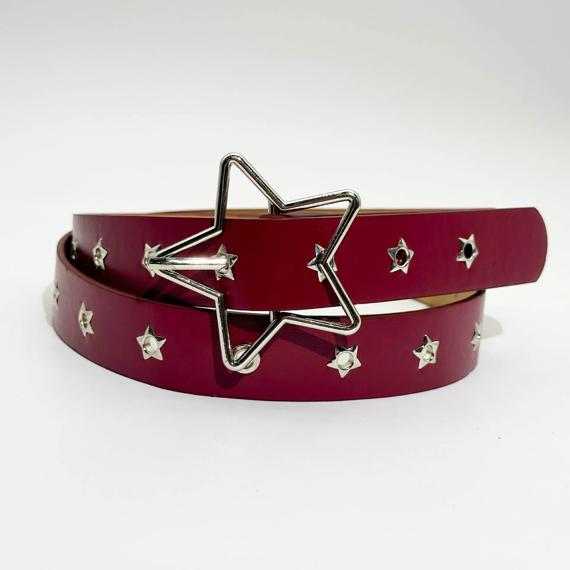 Punk style star buckle decorative belt with multiple holes, small star shaped eyes, multifunctional belt, suitable for fashionab
