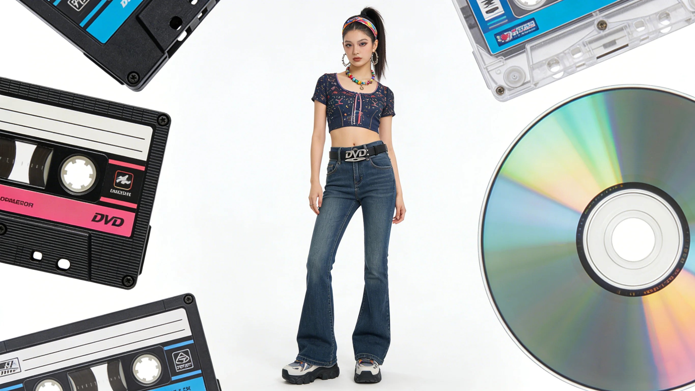 2026 Y2k Retro Dvd Buckle Belt Women Fashion Waistband, Trendy Niche Design, Versatile Accessory Perfect For Jeans, Statement