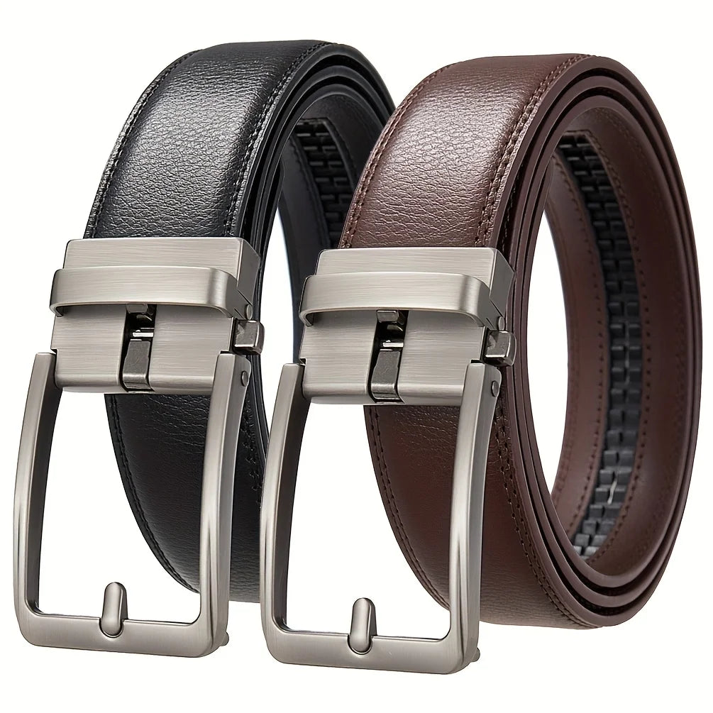 Luxury Designer 3.5cm Business Waistband Men's 105-140 150 160 170cm Plus Size Leather Belts Fashion Automatic Buckle Male Belt