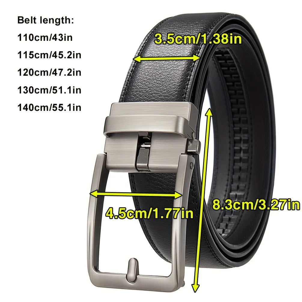 Luxury Designer 3.5cm Business Waistband Men's 105-140 150 160 170cm Plus Size Leather Belts Fashion Automatic Buckle Male Belt