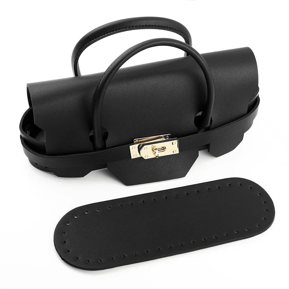 Handcraft Knitting Bag Accessories Set DIY Handmade Tote Bags PU Leather Knitted Crochet Bag Sewing Accessory Coffee Black