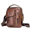 Men's leather shoulder bag, multifunctional and high-capacity cowhide crossbody bag, handbag
