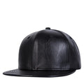 Hip hop hat men's street versatile Black Leather Flat brimmed hat