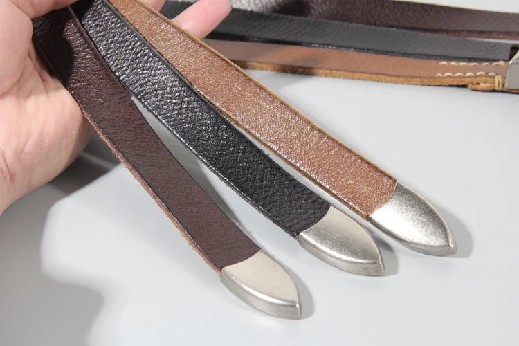 Extended Thin Section Knotted Decorative Ladies Belt All-match Slim Skirt Belt Narrow Soft Genuine Leather Women's Jeans Belt