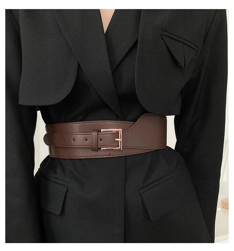 1pcs Belt Women Ins Wind Versatile Korean Version Black Dress Wide Waist Cincher Women Summer Outerwear Fashion Suit Decorative